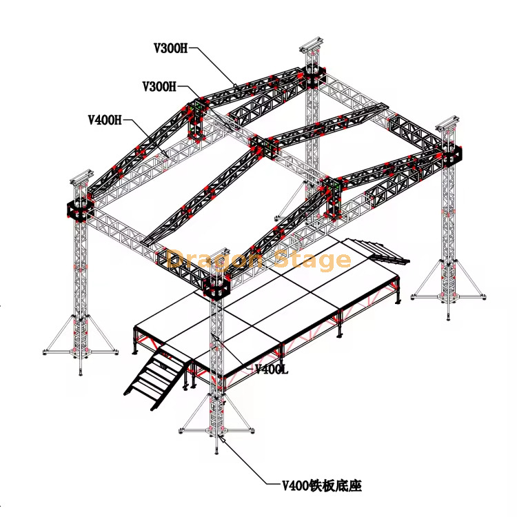 Custom Outdoor Event Canopy Roofing Screw Truss مخصص في الهواء الطلق المظلة سقيفة سقف الجمالون