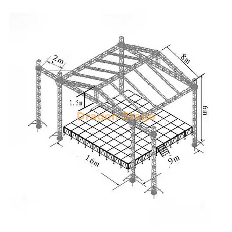 Event Concert Stage With Roof Truss 16x9x6m مرحلة الحفل مع سقف الجمالون 16x9x6m