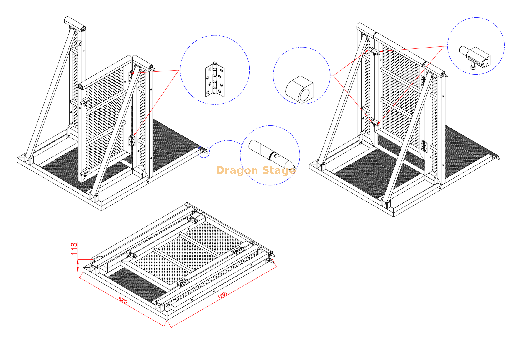 Concert Barricades with Cable Hole حاجز الحفلات مع ثقب الكابل