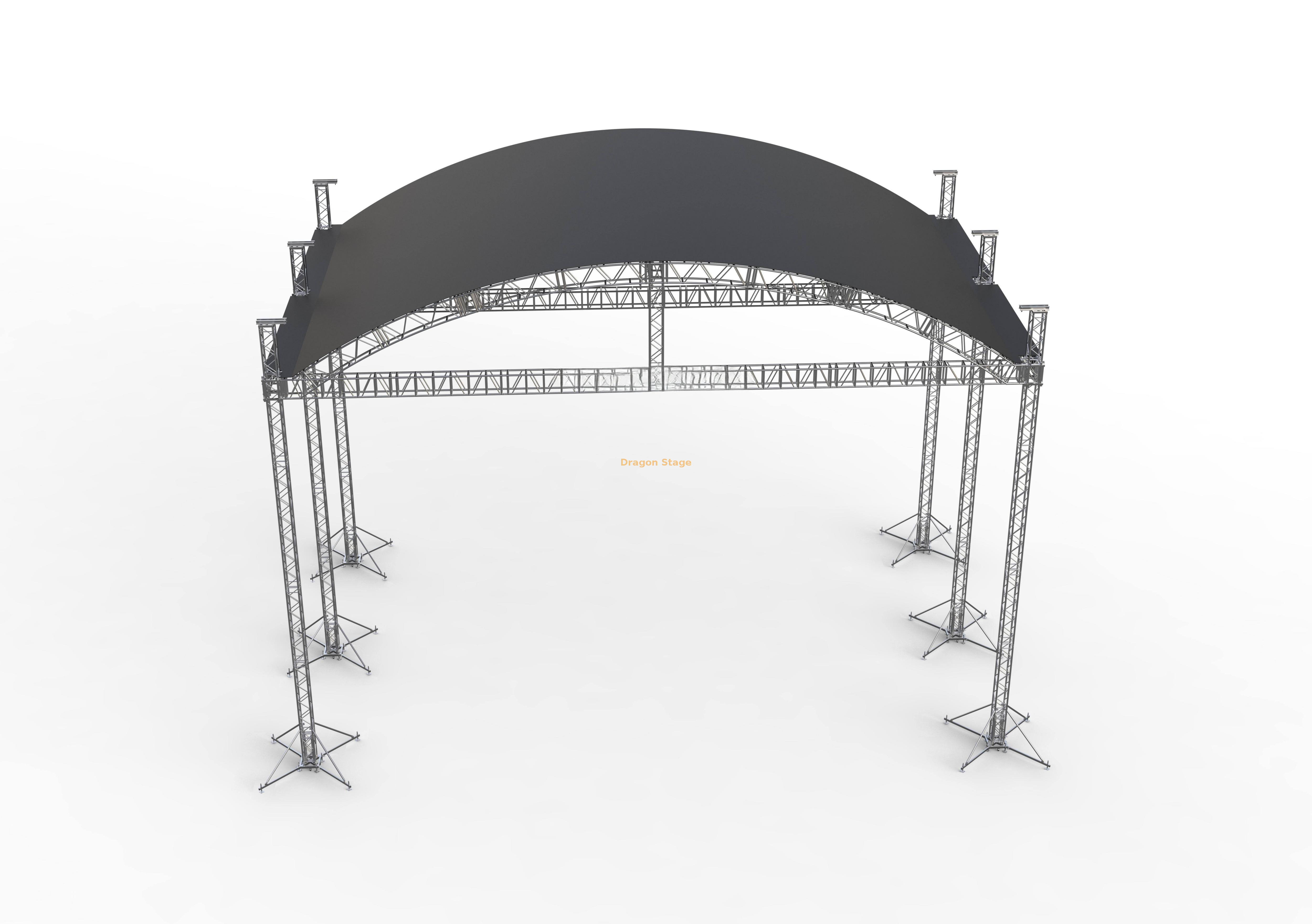 20mx14x8m Curve Roof Aluminum Stage Truss System (8m Height) نظام تروس المرحلة الألومنيوم ذو السقف المنحني 20 م × 14 × 8 م (ارتفاع 8 م)