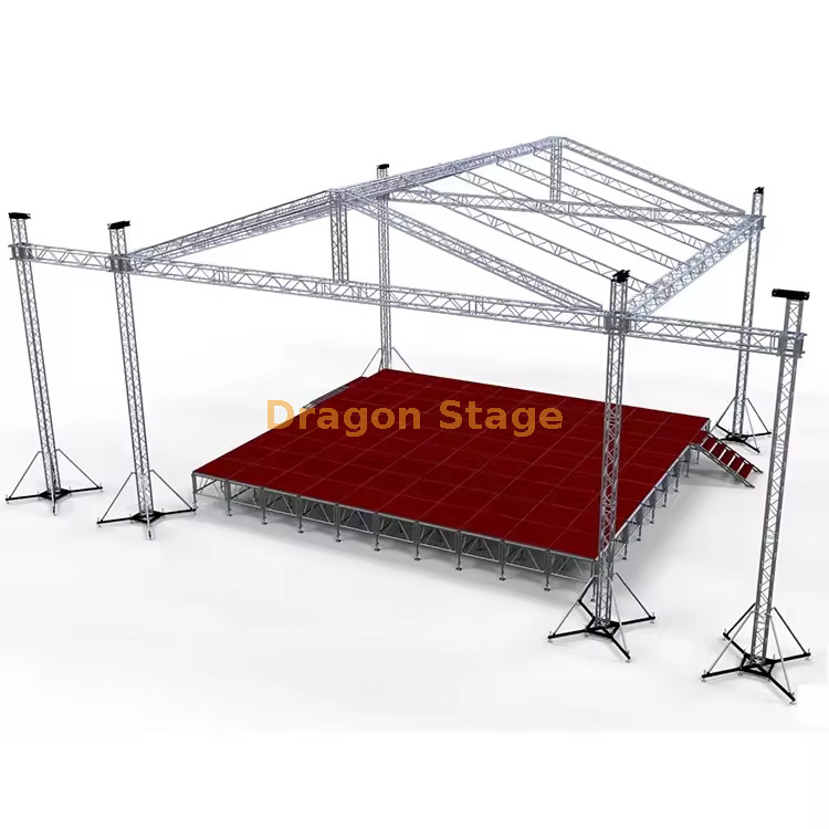 13x12x8m Aluminum Gable Stage Roof Truss System with Speaker Wings نظام تروس سقف المرحلة من الألومنيوم مقاس 13x12x8m مع أجنحة مكبر الصوت