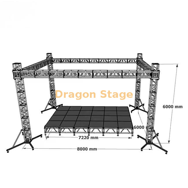 African Aluminum Standard Stage Truss for Open Air Crusade 8x6x6m (1) تروس المرحلة القياسية من الألومنيوم الأفريقي للحملة في الهواء الطلق 8x6x6 م (1)