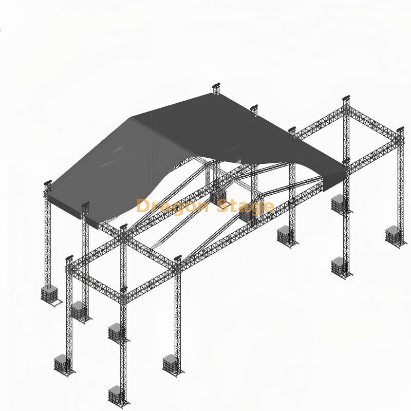 21x18x12m Large-Scale Aluminum Saddle Roof Stage Truss with 6m Audio Side Wings 21x18x12m تروس سقف سرج من الألومنيوم على نطاق واسع مع أجنحة جانبية صوتية بطول 6 أمتار