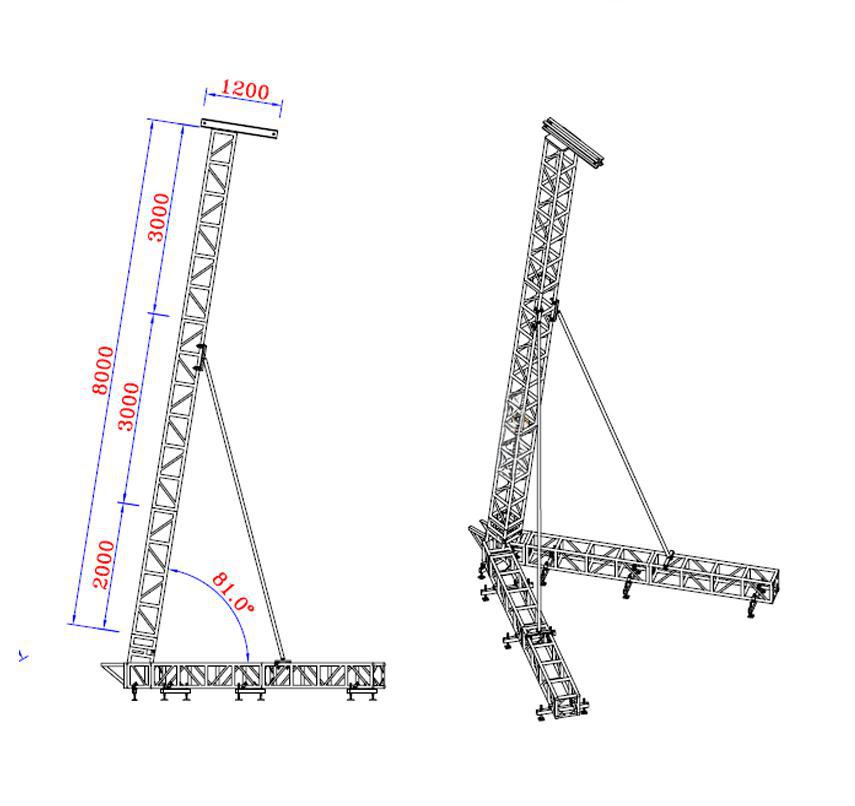 Aluminum Line Array Speaker Truss System 8m نظام الجمالون من صفيف مجموعة الألومنيوم 8M