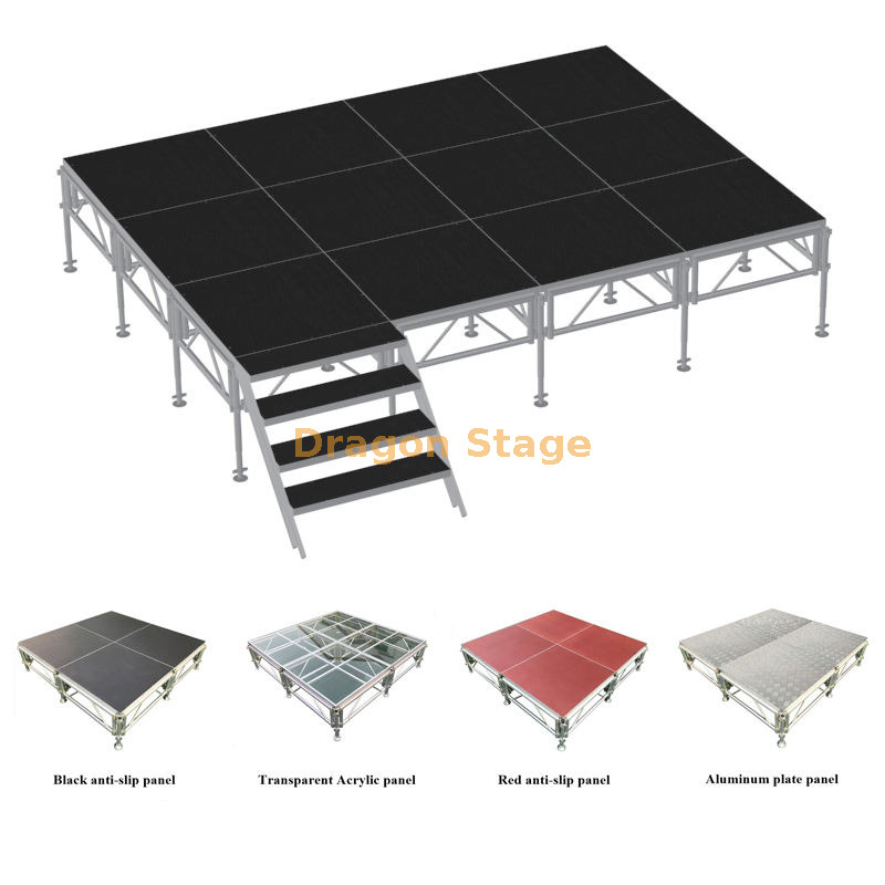 Aluminum Outdoor Stage Podium with 2 Stairs 4.88x3.66m منصة مسرح خارجية من الألومنيوم مع درجين 4.88 × 3.66 م