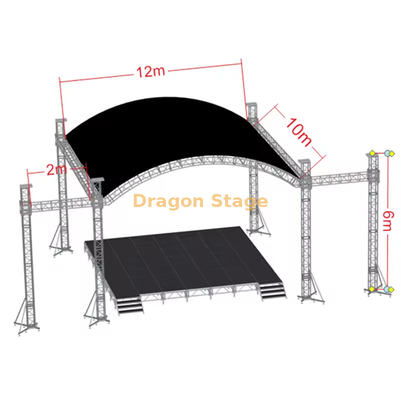 12m x 10m aluminum dome tent truss stage system 12 م × 10 م نظام تروس خيمة على شكل قبة من الألومنيوم