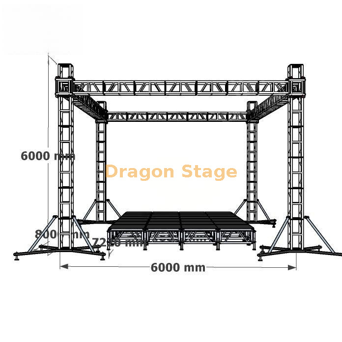 African Aluminum Standard Stage Truss for Open Air Crusade 8x6x6m (4) تروس المرحلة القياسية من الألومنيوم الأفريقي للحملة في الهواء الطلق 8x6x6 م (4)