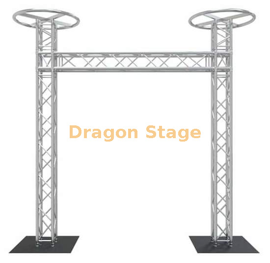 2.5m High 2m Wide DJ Booth Goalpost Truss System with Circular Top نظام تروس DJ Booth Goalpost Truss بارتفاع 2.5 متر وعرض 2.5 متر مع قمة دائرية