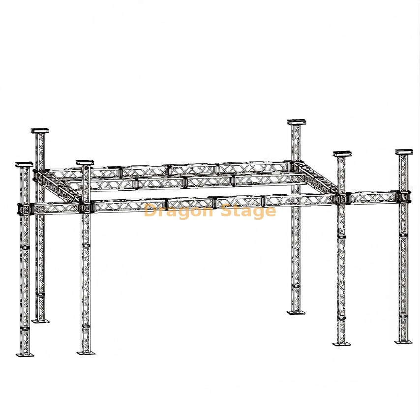 Stage Truss 8x6x7m with 2 Speaker Wings تروس المسرح 8x6x7 م مع جناحين للسماعات