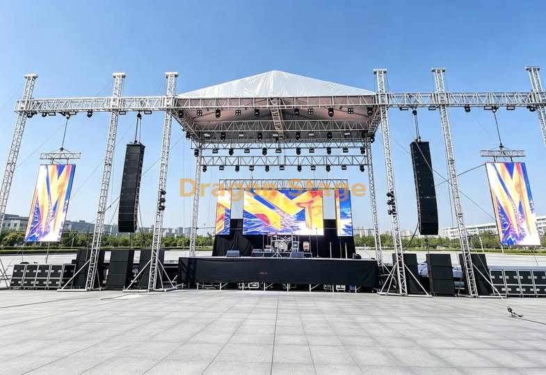 18x8x8m Professional Aluminum A-Frame Lighting Roof Truss System with Side Wings for Concert and Festival Production نظام تروس سقف الإضاءة الاحترافي من الألومنيوم مقاس 18x8x8m مع أجنحة جانبية لإنتاج الحفلات الموسيقية والمهرجانات
