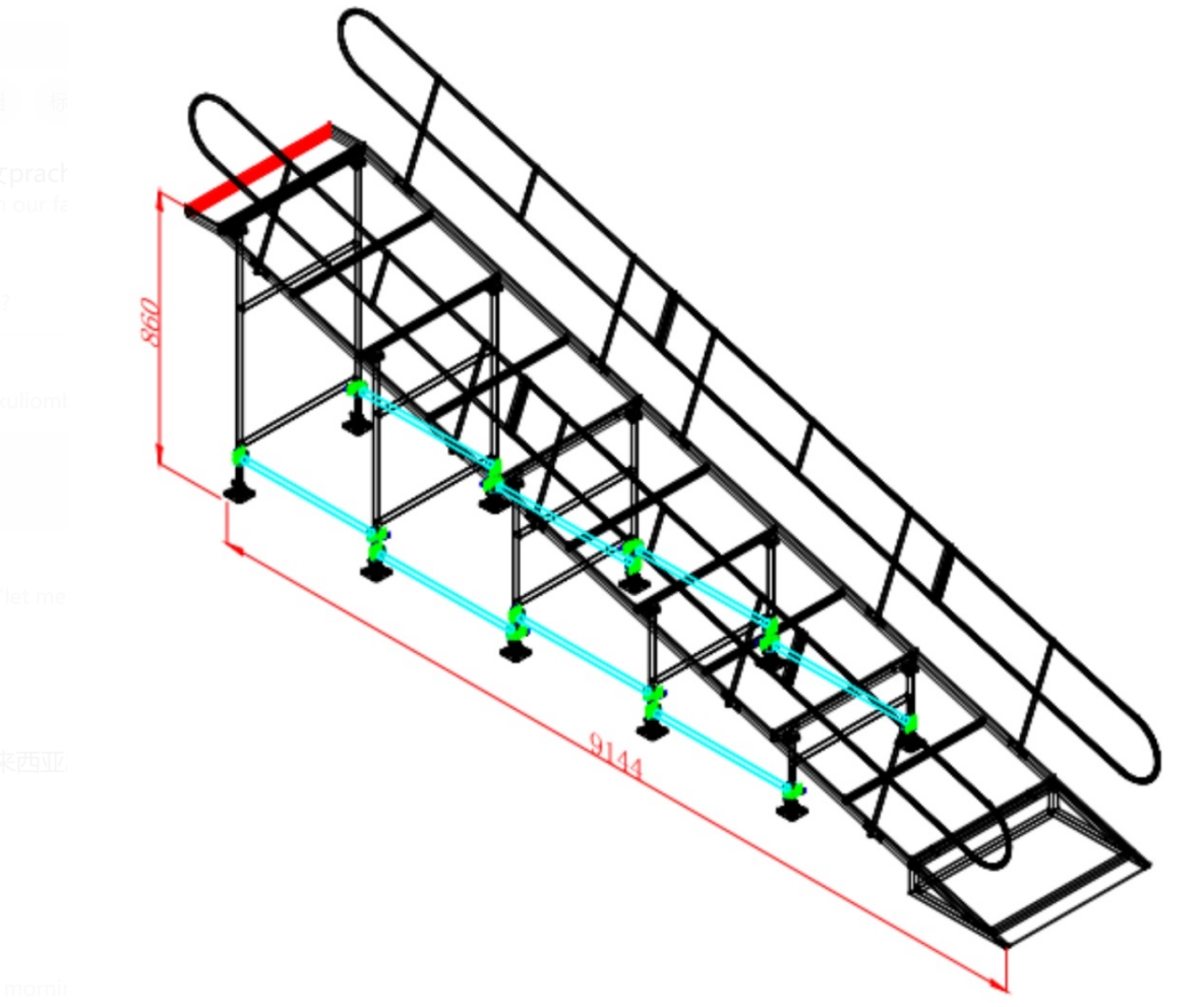 aluminum ramp with handrails drawing منحدر الألومنيوم مع الرسم الدرابزين