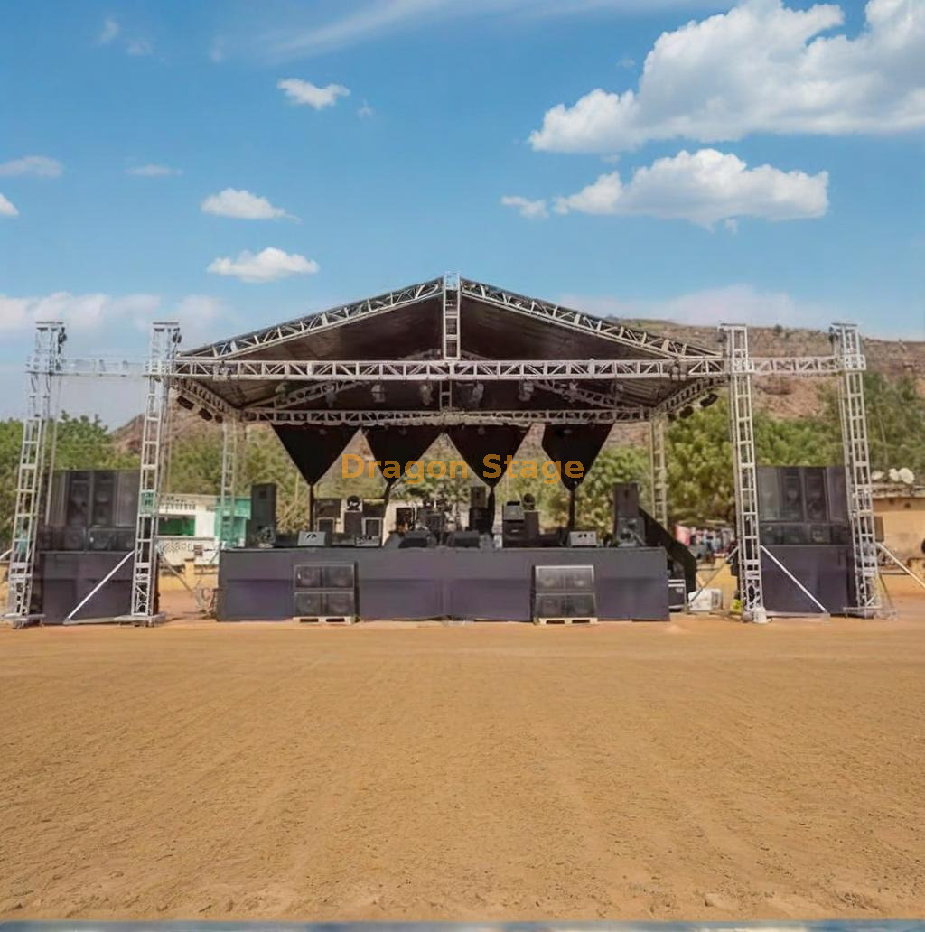 Aluminum Bolt Truss Stage for Music Festival Outdoor 10x6x6m مرحلة الجمالون من الألومنيوم لمهرجان الموسيقى في الهواء الطلق 10x6x6m