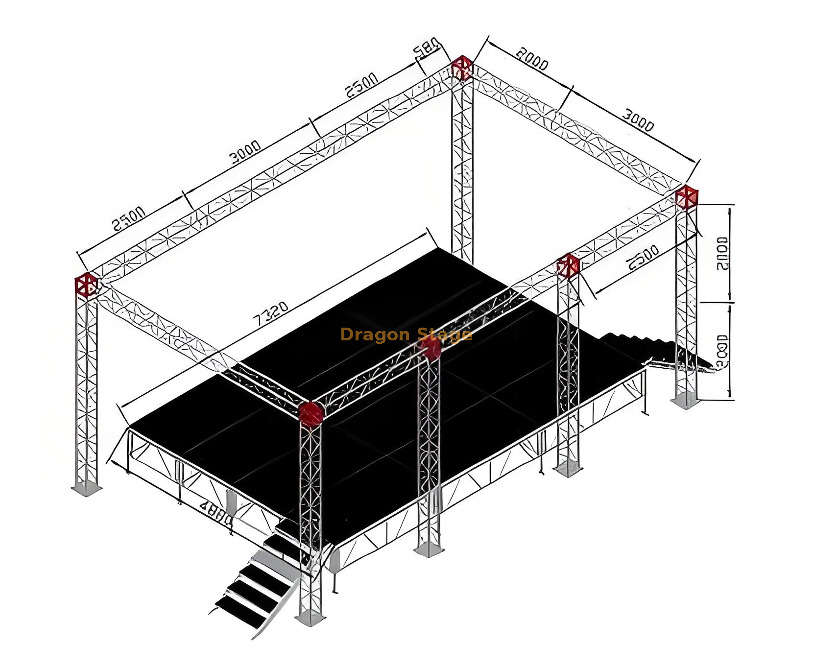 Custom Dj Lighting Stage Truss 8.58x5x4m Truss Truss 8.58x5x4m