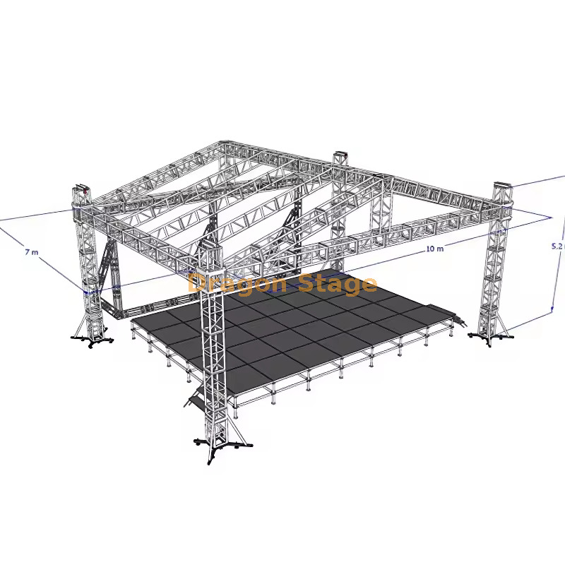 10x7m aluminum stage event truss with 5m height الجمالون الحدث الألومنيوم 10 × 7 م مع ارتفاع 5 م