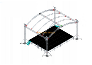 الألومنيوم خفيفة الوزن المحمولة تروس سقف منحنى مخصص مع سقف سلم تروس 15x6x15m