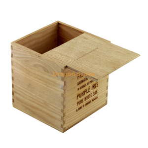 صندوق خشبي بني من خشب الصنوبر بغطاء منزلق صندوق تخزين خشبي غير مكتمل مع شعار طباعة الشاشة العلوية