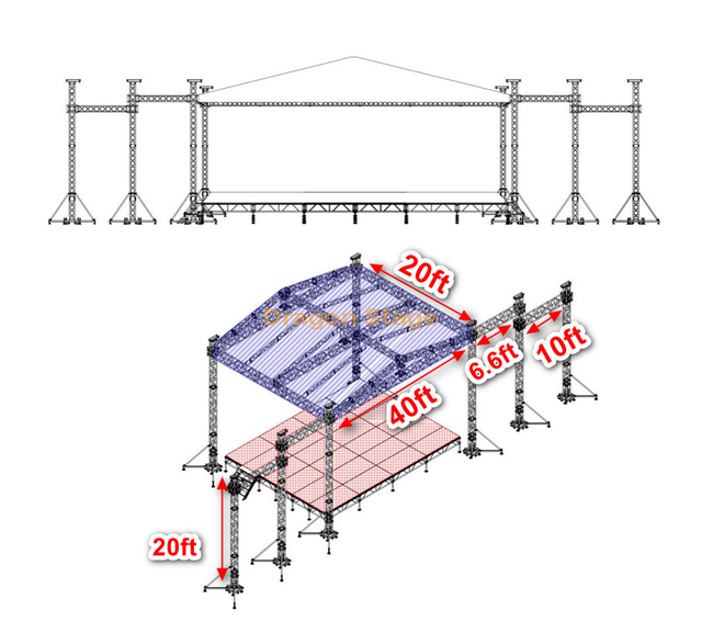 تكاليف تصميم تروس سقف الألومنيوم من Sea Beach للحدث 40x20x20ft 12x6x6m