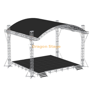 تصميم تروس سقف منحني لمسرح الحفلات الموسيقية من الألومنيوم في الهواء الطلق مقاس 10 × 6 × 7 م