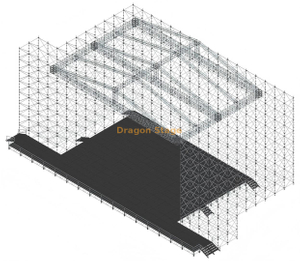 نظام تروس السقف الهرمي الكبير مقاس 20 × 20 مترًا مع 3 عوارض طويلة المدى لنظام Layher