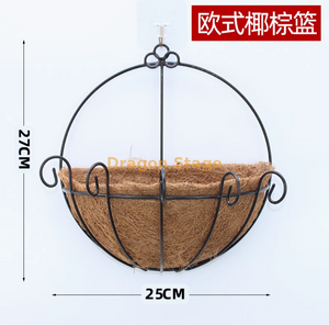 محاكاة الجدار البنفسجي معلقة السحلية الكبيرة التطريز البلاستيكي الاصطناعي زهرة الحرير الزهرة الأسود جوز الهند سلة بنية