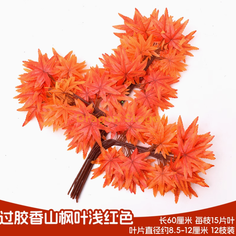 过胶香山枫叶浅红色 （12 枝 过胶香山枫叶纯红色
