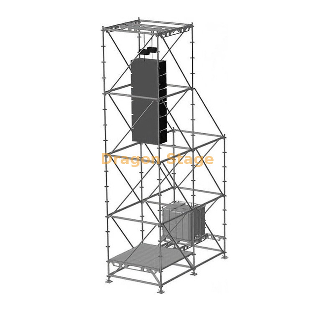 نظام البرج المعلق بمصفوفة Ringlock Line مقاس 2 × 4 × 8 م مع برج الصابورة المساعد