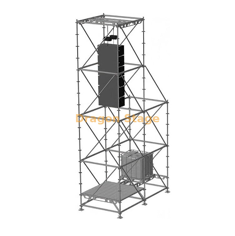 نظام البرج المعلق بمصفوفة Ringlock Line مقاس 2 × 4 × 8 م مع برج الصابورة المساعد
