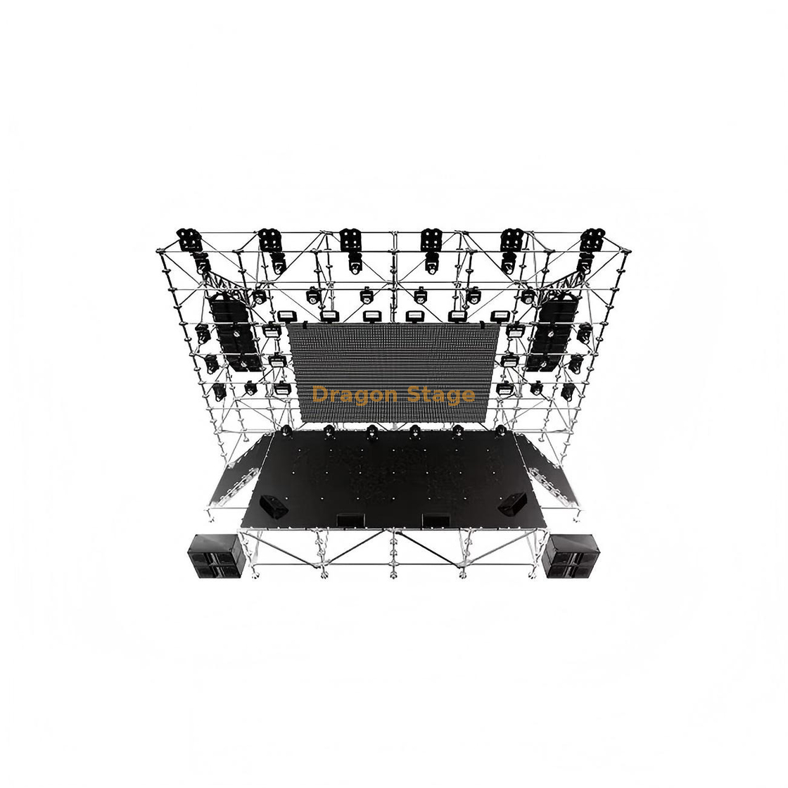 هيكل خلفية LED Ringlock 12x2x10m مع مرحلة Ringlock 8x4x2m ودرجين