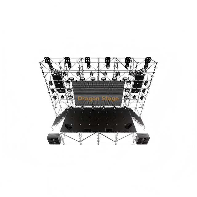 هيكل خلفية LED Ringlock 12x2x10m مع مرحلة Ringlock 8x4x2m ودرجين