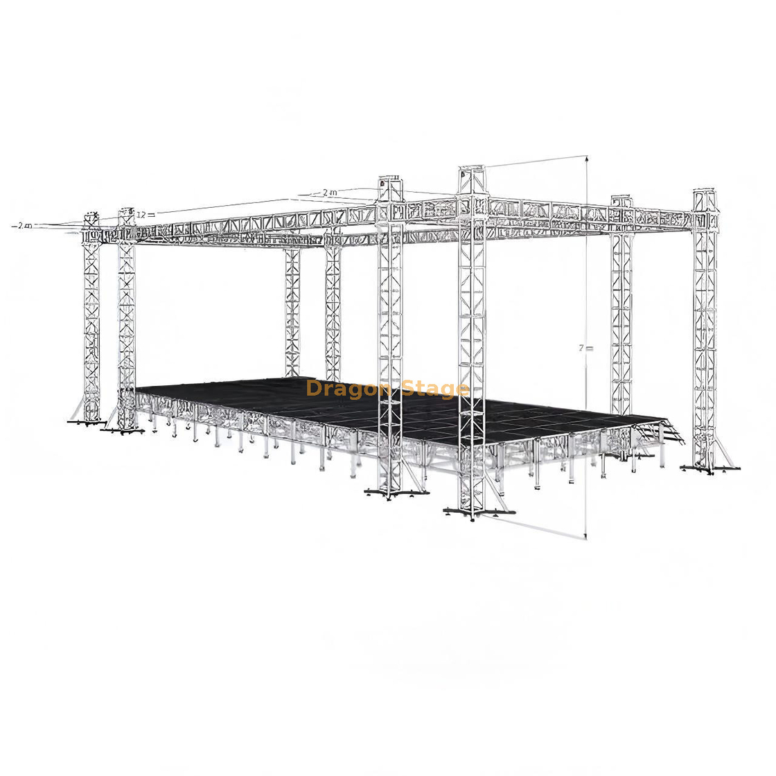 نظام تروس خارجي احترافي من الألومنيوم مقاس 12 × 8 × 7 م