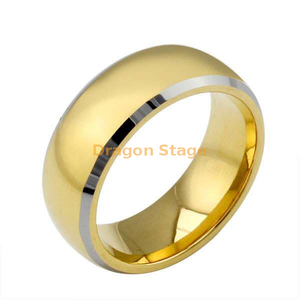 أزياء بسيطة الرجال النساء خاتم مجوهرات بدون حجر 8mm 18K الذهب الزفاف إصبع التيتانيوم الصلب الدائري