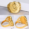 الجملة الكريستال ليف البنصر المجوهرات الفولاذ المقاوم للصدأ مخصص عنخ خواتم مطلية بالذهب عيار 18 قيراط