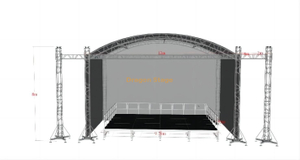 مخصص نصف دائرة منحني جولة الألومنيوم حنفية معرض حفلة في الهواء الطلق المرحلة قوس سقف تروس الألومنيوم 12x8x8m