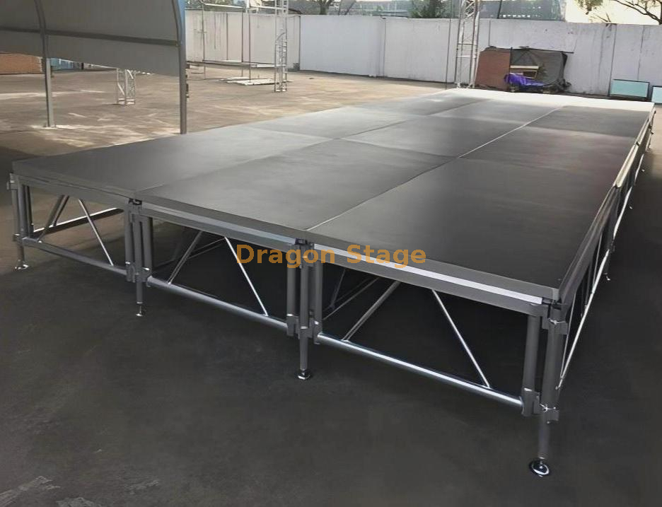 مدرج الحفلة الموسيقية القابل للتعديل / مرحلة الحفلة الخطية مقاس 16x4 م مع درجين