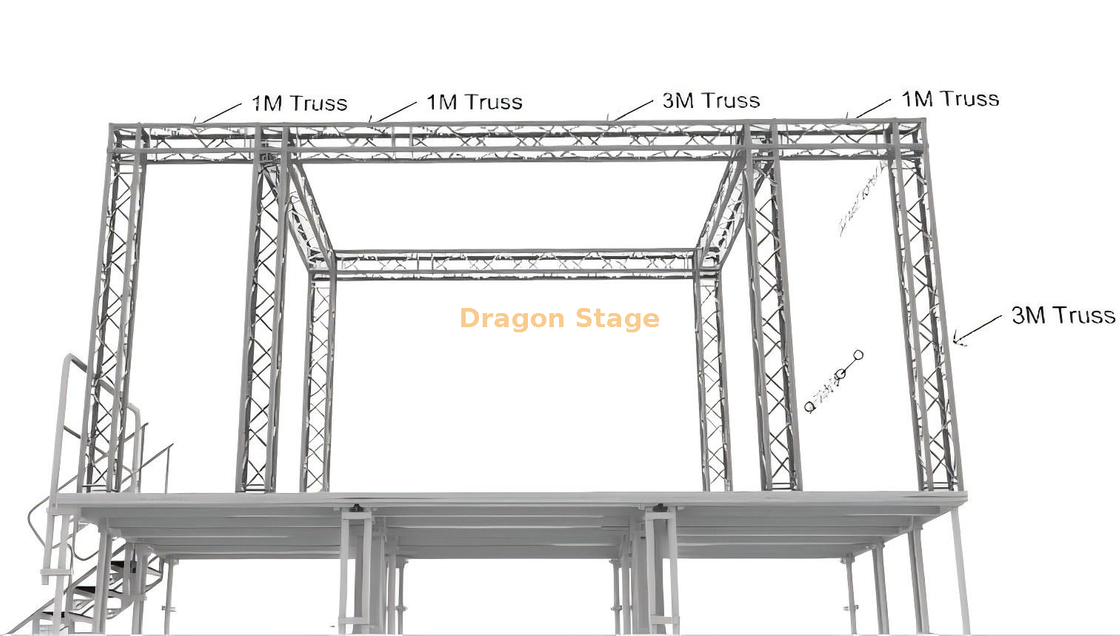 مقطورة 290 مم تروس هيكل تروس سقف خارجي من الألومنيوم 4x3x3m