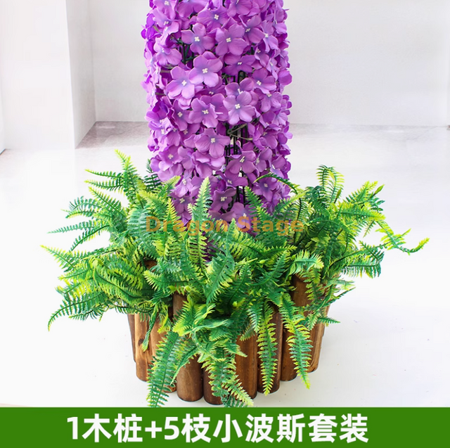 زخرفة وعرقلة أنابيب مياه الصرف الصحي ، لحاء الأشجار المحاكاة ، النباتات الخضراء ، المخاطر الخشبية الخضراء الزمردية ، و 5 فروع فارسية صغيرة