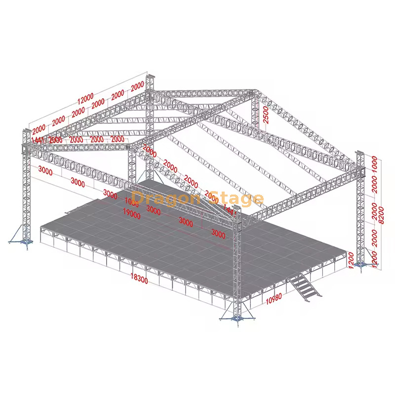 نظام سقف الحفلة الخارجية الاحترافي ذو 4 أعمدة مقاس 19 × 12 × 8 م