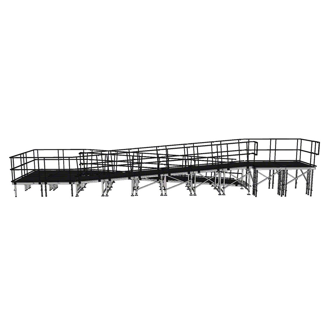 DragonStage 12.25x3.24m منحدر من الألومنيوم المعياري مع هبوط وحواجز حماية مزدوجة بطول 1 متر.jpg