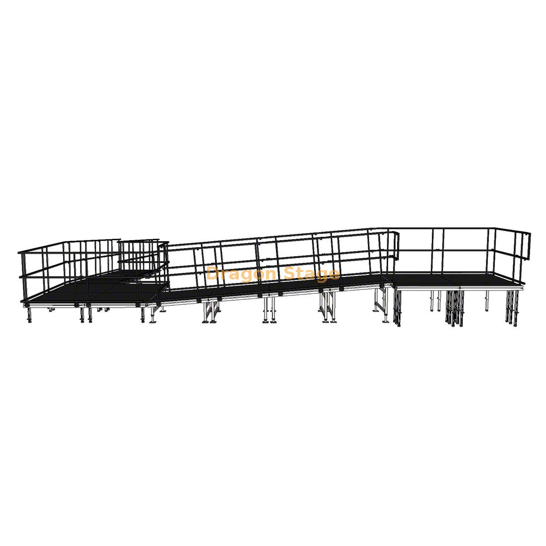 منحدر مرحلة الحدث من الألومنيوم المعياري 9.82x8.26m 90 درجة للوصول إلى الكراسي المتحركة وتحميل معدات الحفلات الموسيقية