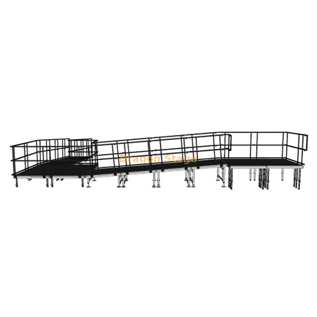 منحدر مرحلة الحدث من الألومنيوم المعياري 9.82x8.26m 90 درجة للوصول إلى الكراسي المتحركة وتحميل معدات الحفلات الموسيقية