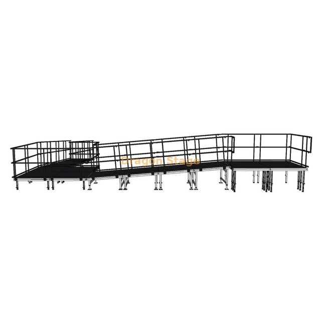 منحدر مرحلة الحدث من الألومنيوم المعياري 9.82x8.26m 90 درجة للوصول إلى الكراسي المتحركة وتحميل معدات الحفلات الموسيقية