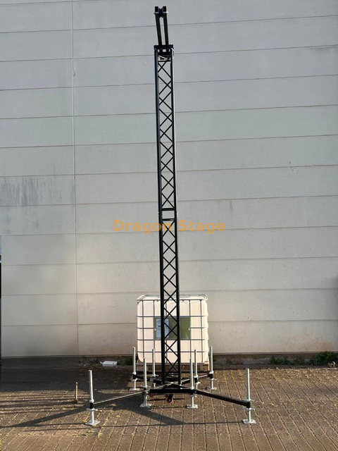 نظام تروس مكبر الصوت ذو خط برجي من الألومنيوم عالي التحمل بطول 6 متر باللون الأسود