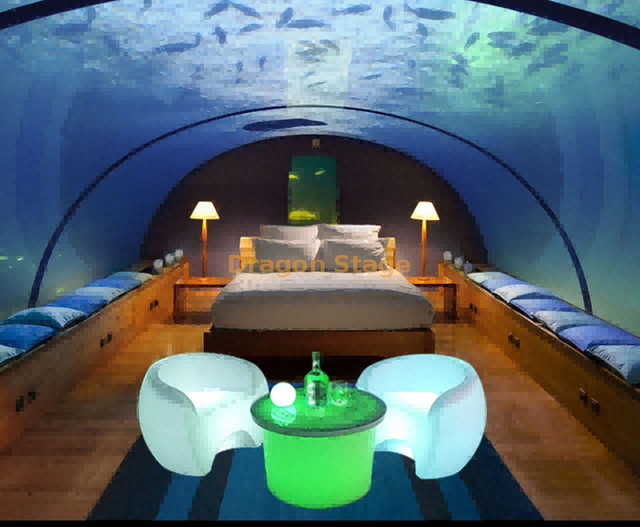 متوهجة LED تضيء أثاث البار LED طاولة بار مع دلو ثلج / طاولات أثاث led للحدائق الخارجية كراسي بار كرسي مكعب كرسي