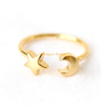 الفتيات مخصص سحر قابل للتعديل نجمة والقمر خواتم النساء المفتوحة الذهب