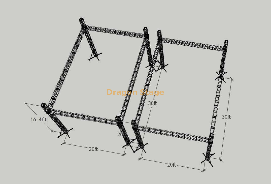 مخصص لا سقف مربع أدى حنفية الألومنيوم تروس الإضاءة 30x20x16.4ft و 30x20x20ft