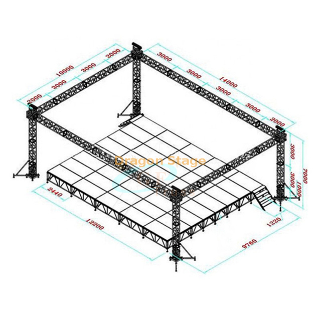 30x25x25ft الإضاءة تروس نظام مكبر الصوت الخطي الإعداد الكامل