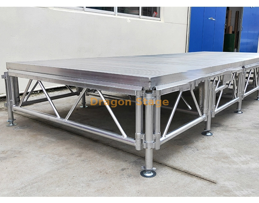 منصة مسرح محمولة من الخشب الرقائقي مقاومة للانزلاق مقاس 12 × 10 م مع درجين