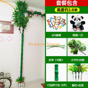 لحاء عقدة الخيزران المحاكاة ، النباتات الخضراء ، الزهور ، شرائح الكرمة ، زخرفة أنابيب الماء ، مجموعة من الخيزران 1 بوصة سميكة (تأتي مع زهور الباندا+السياج والزهور)