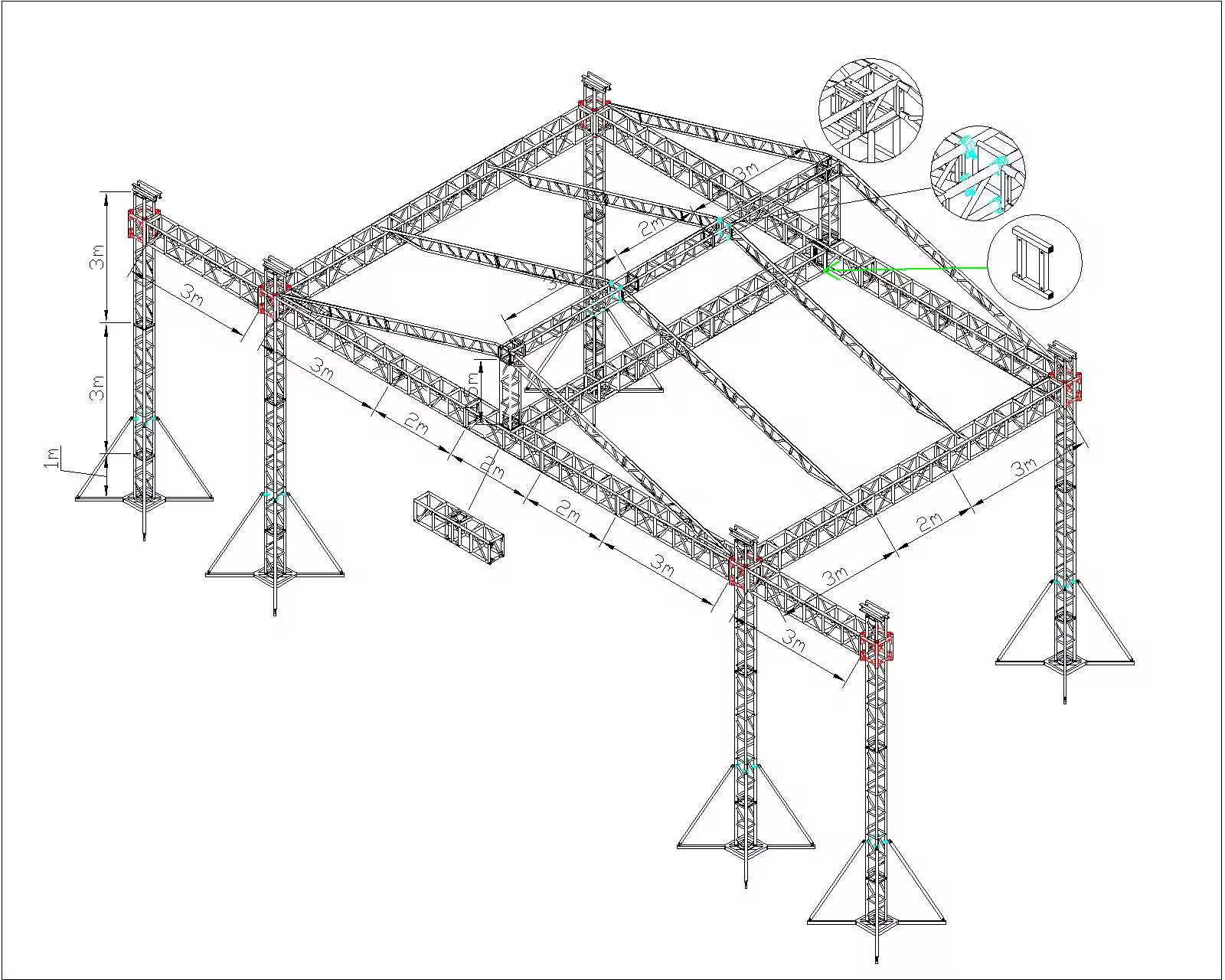 مجموعة كاملة من سقف الجمالون من ألومنيوم محمول سقف 12x8x7m مع منصة خشبية 4 &times; 8 قدم