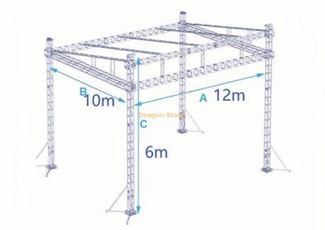 الألومنيوم المحمولة هيكل سقف مسطح تروس سعر 12x10x6m